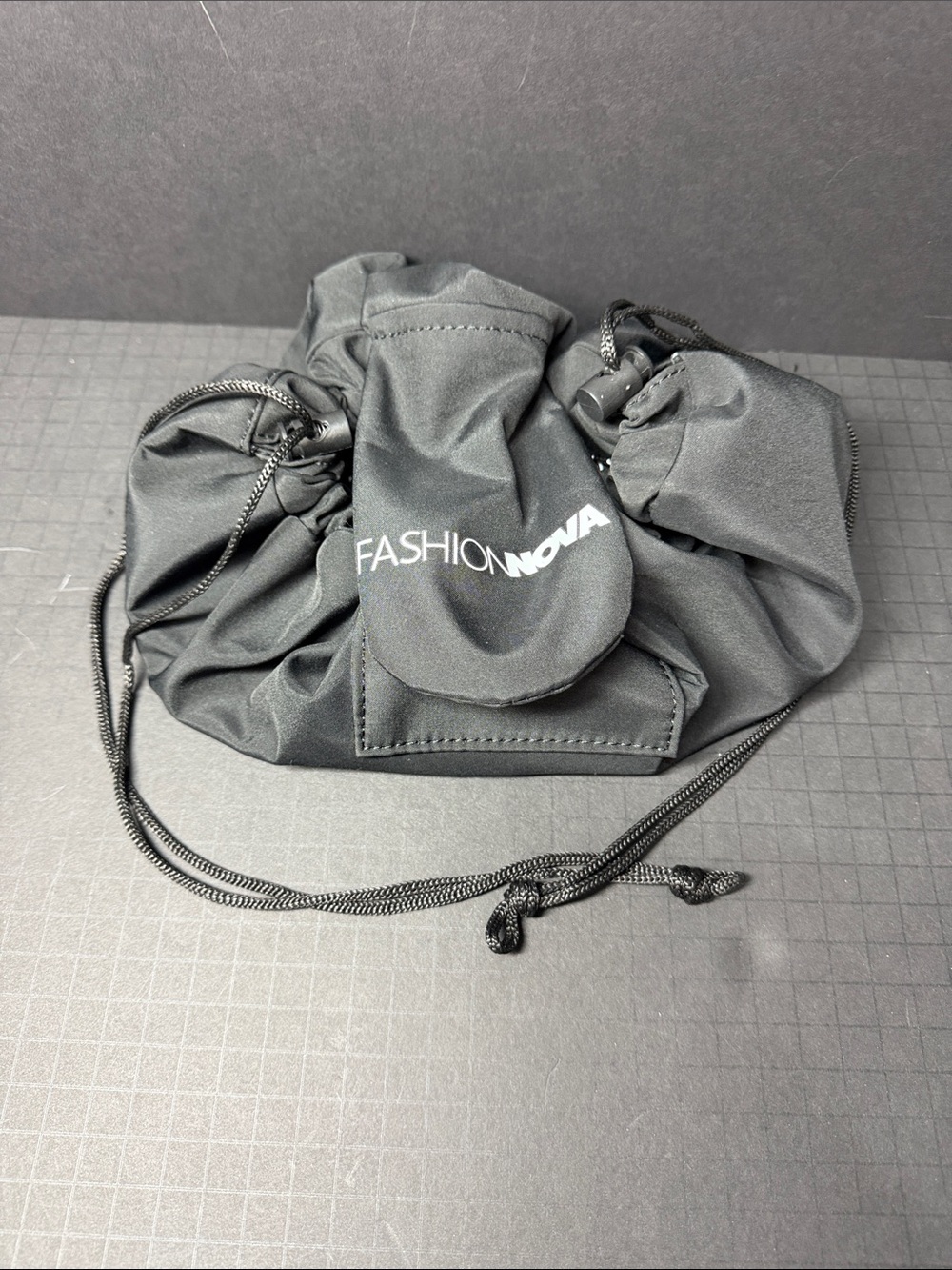 Fashion Nova Black Drawstring Pouch Bag